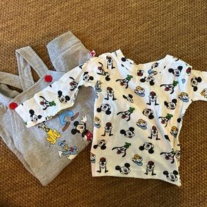 Disney overall & shirt set